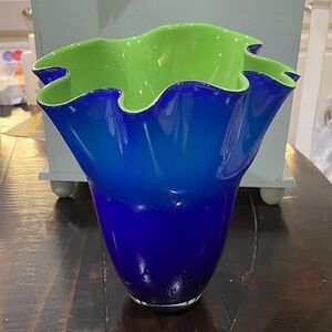 DESIGNS STUDIOS Blue & Green Artisan-Crafted Glass Vase